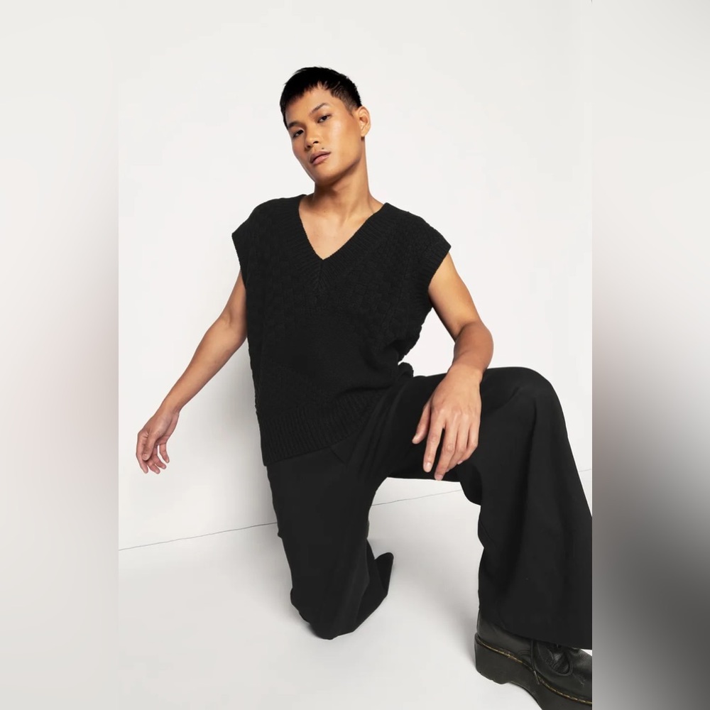 BLACKMILK Sweeper-Style Wide-Leg Mid-Rise BLACK STREET PANTS! UNISEX! - Picture 9 of 11